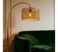 Abat-jour rond moderne en métal doré abat jours lampe | Forme de tambour, Sculpté en creux, Pour lampadaire, Lampe à suspension, Lampe de table
