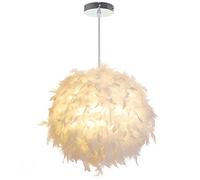 Abat-jour suspendu en plumes de 16 pouces, abat-jour de lustre de plafonnier en plumes avec ampoule de 5 W, lampe de poche moderne nordique pour salon, salle à manger, chambre à coucher