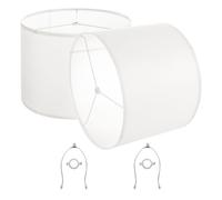 VEVOR Abat-jour tambour, 2 pcs, 400 x 400 x 300 mm, grand abat-jour de remplacement avec harpe, housse de rechange pour lampes de table, lampadaires et suspensions, assemblage facile, lin blanc cassé