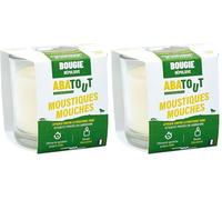 ABATOUT - Bougie Répulsive Anti Moustiques et Mouches - Au Géraniol - Non Odorante - Jusqu'à 20h d'utilisation - 100 g (Lot de 2)