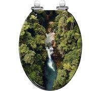 Abattant de toilette à fermeture douce pour salle de bain | Conception en cascade, compatible avec la plupart des cuvettes de toilettes rondes standard, sans claquement, fonctionnement