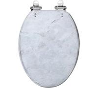 Abattant de toilette allongé en résine KaiKun à fermeture lente et | Design épuré en pierre grise, couvercle à ouverture silencieuse, facile à nettoyer et à installer, avec butoirs de protection