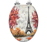 Abattant de toilette allongé Paris Landmark en résine, fermeture ralentie, démontage rapide, facile à nettoyer