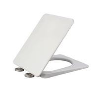 Abattant de toilette carré avec fermeture amortie et libération rapide, design facile à nettoyer, 47 x 36 cm, pour toilettes carrées, installation Top Fix, construction durable