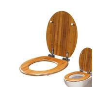 Abattant de toilette en bois moulé allongé - Abattant de salle de bain avec système d'abaissement automatique - Surface lisse - Système de charnière en acier inoxydable - Design confortable
