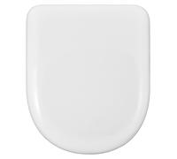 Abattant de toilette en forme de D, en polymère écologique, avec charnière en acier inoxydable, de couleur blanche