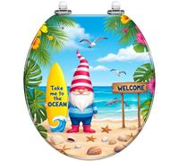Abattant de toilette rond générique en résine avec couvercle pour | Abattant de toilette rond en résine avec couvercle assorti, conçu pour compléter un décor tropical et créer une salle de bain