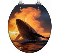 Abattant de toilettes Orca, motif baleine, usage standard | Compatibilité universelle, design mignon sur le thème des baleines, installation facile, compatible avec les toilettes