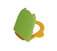Abattant de toilettes VitrA Sento Kids 133-100-009 avec poignées latérales, charnières orange, couvercle vert et anneau de siège jaune.