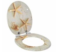Abattant de WC à fermeture amortie - Jaune et blanc - Plaque MDF - 44 x 38 cm - Avec système d'abaissement automatique - Antidérapant - Fixation stable - Universel - Convient pour salle de bain
