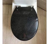 Abattant de WC en résine pailletée, siège de toilette rond à fermeture douce, facile à installer et à retirer, pour toilettes standard (quatre couleurs disponibles)/noir