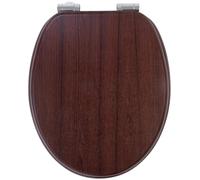 Abattant de WC forme O avec frein de chute - aspect bois sombre [BadeStern]