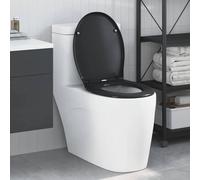Abattant de WC noir Duroplast 47 x 37 x 4 cm avec système d'abaissement automatique Softclose, amovible, fixation stable, antidérapant, universel, convient pour salle de bain, WC