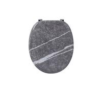 Wirquin 20720370 Abattant WC Woody effet marbre gris en MDF, top fix avec charnières en inox