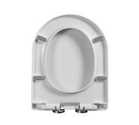 Abattant WC à fermeture amortie 44 x 35,5 cm, charnières réglables, libération rapide, installation facile, housse en polypropylène sans bruit, design blanc pour salle de bain familiale, durable et