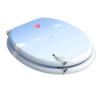 Abattant WC à fermeture amortie - Bleu - 44 x 38 cm - Panneau MDF avec système d'abaissement automatique - Antidérapant - Montage stable - Siège de toilette universel pour salle de bain - Fermeture