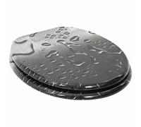 Abattant WC à fermeture amortie - Gris - 44 x 38 cm - Panneau MDF avec système d'abaissement automatique - Antidérapant - Fixation universelle - Fermeture silencieuse - Pour salle de bain et WC