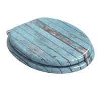 Abattant WC avec fermeture douce, 2 pièces, bleu, 44 x 38 cm | MDF résistant, ouverture 28 x 24,5 cm, trous 13-18 cm, pare-chocs coulissant, utilisation en intérieur