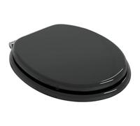 Abattant WC avec fermeture douce, 2 pièces, noir, 44 x 38 cm, MDF | MDF robuste, fermeture silencieuse, pare-chocs coulissant, trous de 13 à 18 cm, utilisation en intérieur