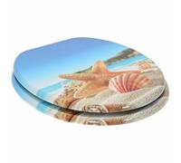 Abattant WC avec fermeture douce Bleu clair 44 x 38 cm MDF | Panneau MDF, ouverture du siège 28 x 24,5 cm, trous 13-18 cm, pare-chocs coulissant, pour intérieur