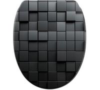 Sanilo Abattant WC avec frein de chute et libération rapide, Siège de WC amovible par simple pression sur un bouton, Montage facile par le haut (Cube)