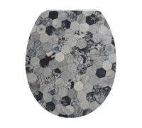 Abattant WC Bois moulé, décor pierres, frein de chute, déclipsable 1 bouton