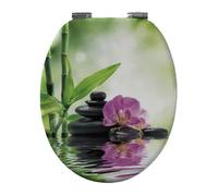 Abattant WC Bois moulé, décor zen, frein de chute