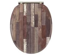 Abattant WC Bois moulé, frein de chute, déclipsable 1 bouton, aspect bois