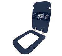 Abattant WC, compatible avec Conca Ideal Standard, bleu marine, uniquement pour toilettes avec charnières inclinées à 45 ° - Abattant WC en bois revêtu d'un résine polyester brillante
