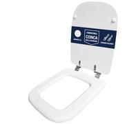 Abattant WC compatible Conca Ideal Standard Blanc I.S. uniquement pour WC avec charnières inclinées à 45° - Abattant WC en bois revêtu de résine polyester brillante