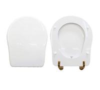 Abattant WC Contea Axa en bois revêtu de résine polyester blanc charnières or