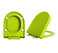 Abattant WC En Forme De D, Matériau PP Durable - 45 x 36 cm, Vert | Abattant De Toilette à Fermeture Douce Avec 4 Butées Antidérapantes et Charnières Supérieures, Facile à Nettoyer Et à Monter