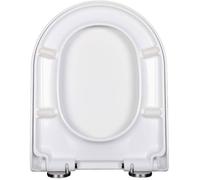 Abattant WC en forme de V et de U avec fermeture douce et facile à nettoyer Blanc avec un bouton à libération rapide (U)