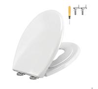 Abattant WC Forme O, Clipsable, Universel, avec Réducteur Enfant, Poignée, Frein de Chute, Uréa-duroplast, Blanc