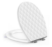 Abattant WC forme O, frein de chute, motif losange, amovible, fixation dessus, 44,6×37,1 cm