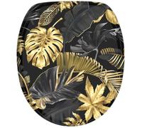 SANILO® Siège de WC avec fermeture automatique Golden Leaves, abattant de WC directement du fabricant, couvercle de WC, lunette de WC, abattant de WC, lunette de WC