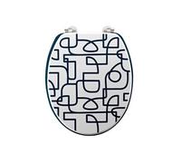 Douceur d'Intérieur – Abattant WC Labyrinthe Bleu – MDF imprimé, charnières métal (37,5 x 46 cm)