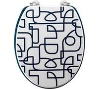 Douceur d'Intérieur – Abattant WC Labyrinthe Bleu – MDF imprimé, charnières métal (37,5 x 46 cm)