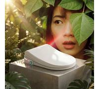 Abattant WC intelligent - Siège WC japonais avec jet d'eau et séchage - Bidet électrique avec siège chauffant, lumière nocturne et télécommande - Installation universelle, chute amortie (Bl