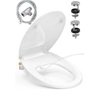 Abattant WC Japonais Ovale Duroplast Bidet Non Électrique Doubles Buses Pression Réglable Autonettoyage Softclose