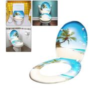 Abattant WC - LARS360 - Plage - Abaissement automatique - Antibactérien - Fixation universelle