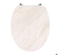 Tendance Abattant WC MDF 18 pouces – marbre beige, 4 faces imprimées, attaches acier inoxydable