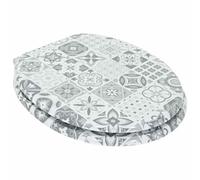 Abattant WC MDF fermeture douce 44 x 38 cm porcelaine | Fixation 13-18 cm, ouverture 28 x 24,5 cm, usage intérieur, montage facile