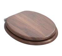 Abattant WC MDF marron 44 x 38 cm avec fermeture douce | Fixation standard 13-18 cm, pare-chocs coulissant, intérieur uniquement, montage requis, ouverture du siège 28 x 24,5 cm
