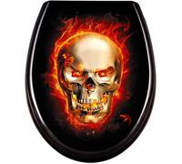 Abattant WC - NAIZY - Universel - Fermeture douce - Duroplast - Motif flammes de crâne