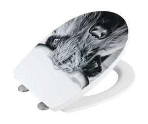 Abattant Wc Original Yak Wenko Frein De Chute, Fixation Acier Inox, Patin Anti Glisse, Installation Facile Et Rapide, Thermoplastique, 36,5x45 Cm, Gris