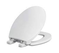 Abattant WC rond avec couvercle - Abattant à fermeture lente et housse - Avec 2 ensembles de pièces - Convient à tous les WC ronds standard - Fermeture silencieuse - Plastique - Blanc