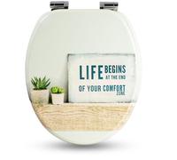 Sanfino® Premium Abattant WC en bois avec frein de chute, qualité supérieure, nombreux motifs colorés, confortable, installation facile, notice de montage incluse - „Life"