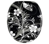 Abattant WC - SANILO - Fleur blanche - Bois - Soft close - Fixation facile