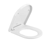 Abattant WC universel Déclipsable Blanc Forme D en Polypropylène avec Frein de Chute Charnière Réglable Installation Facile